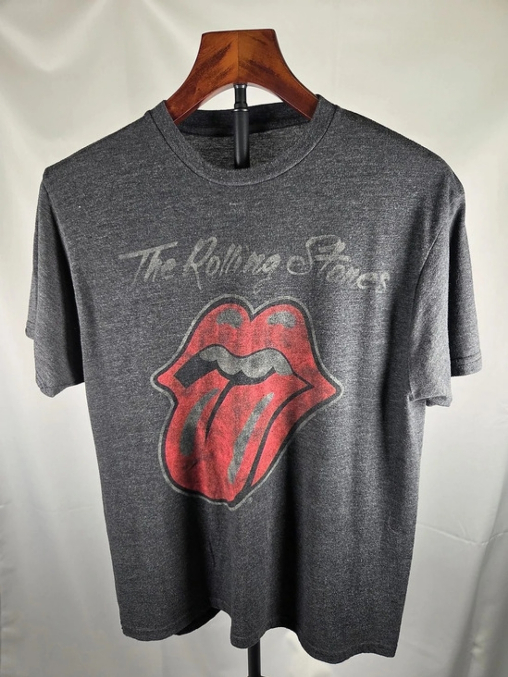 The Rolling Stones Rolling Stones Tongue Logo Graphic Tee in Gray & Red Size M